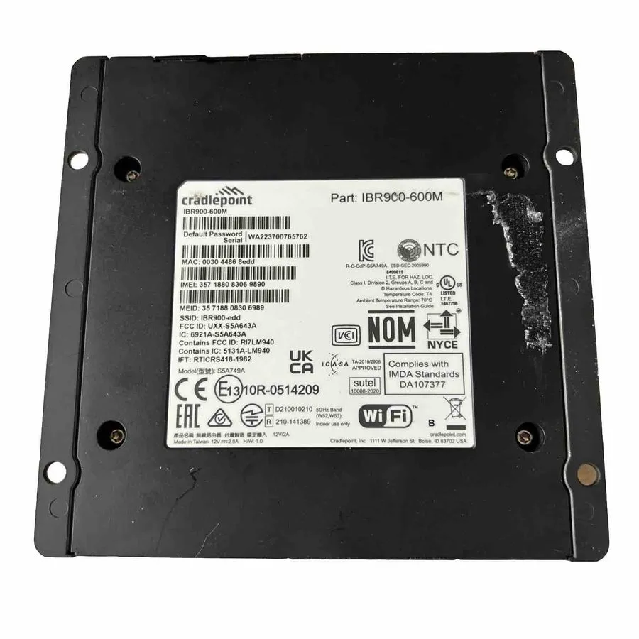 Маршрутизатор Cradlepoint IBR900-600M Wireless Router, Cellular L, Dual Sim Unit