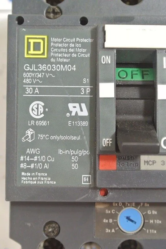 Автоматический выключатель Square D GJL36030M04 3P 480V 30A PowerPact Mag-Gard C