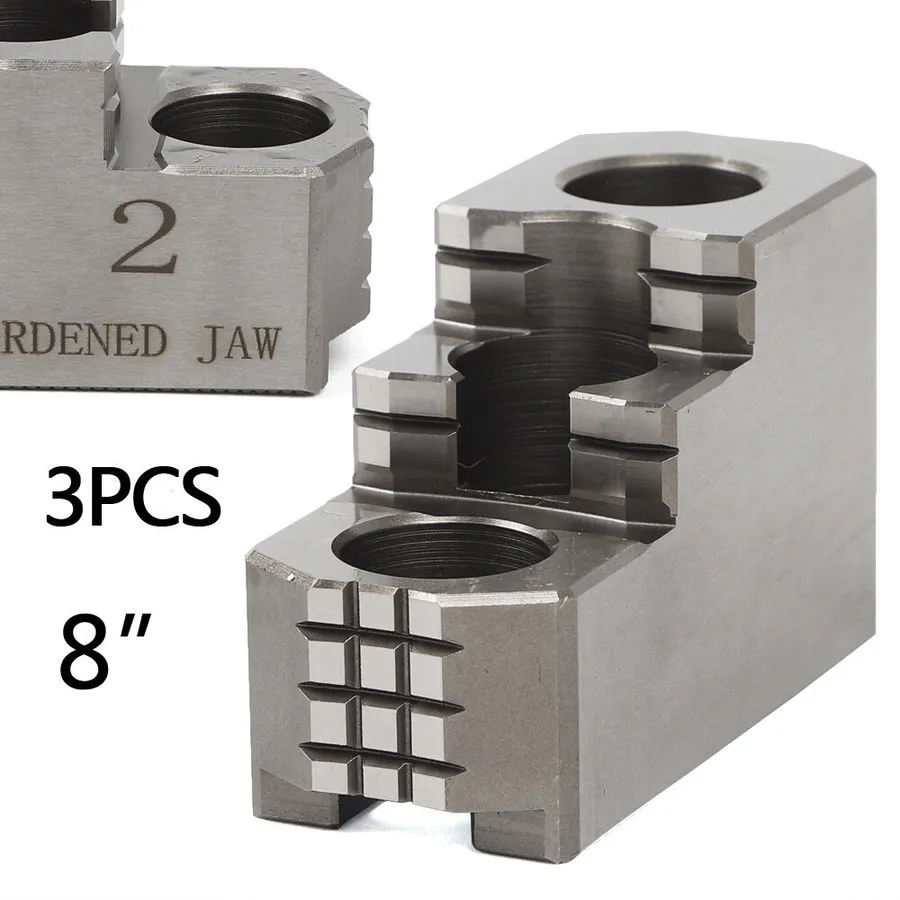 Патрон 8'' Hard Chuck Jaws 1.5mmx60 CNC Lathe 3 Set Lathe Chuck 3 Holes 2 Steps