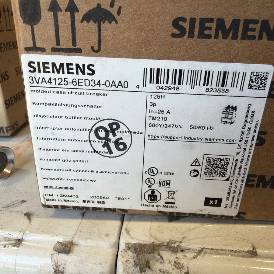 Автоматический выключатель Siemens 3VA4125-6ED34-0AA0 3 Pole 25 Amp Volt 65kA Bo