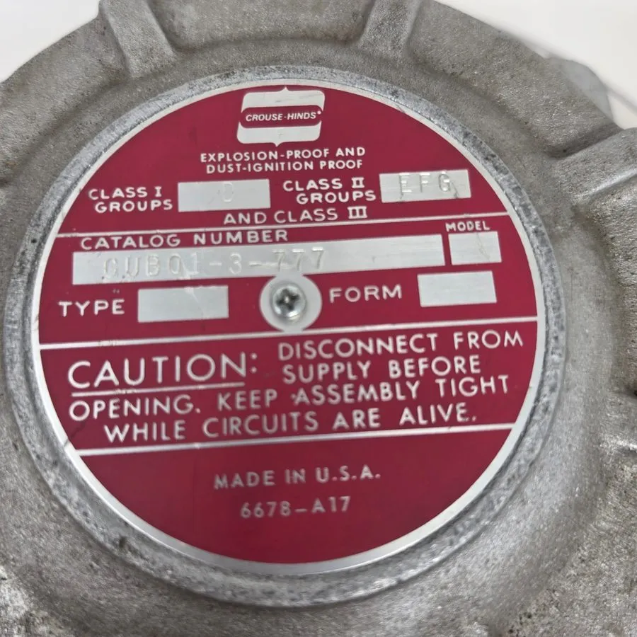 Электрооборудование Crouse-Hinds GUB01-3-777 Explosion Proof Junction Box Hubs 2 — фото лота 1