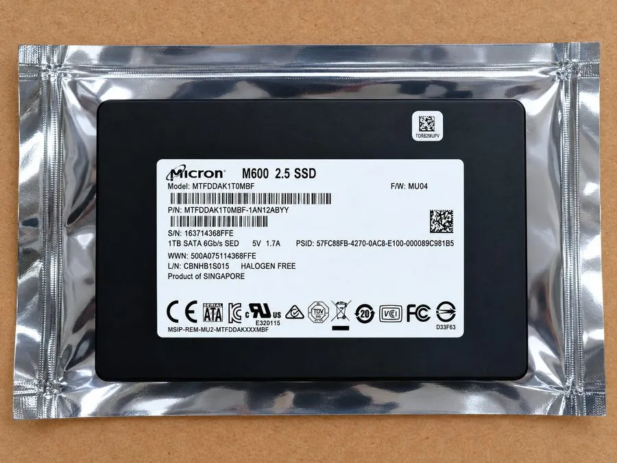 SSD-накопитель Micron M600 1TB MTFDDAK1T0MBF-1AN12ABYY 2.5” SSD SATA III Wiped