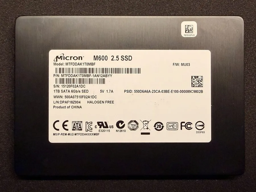 SSD-накопитель Micron M600 1TB MTFDDAK1T0MBF-1AN12ABYY 2.5” SSD SATA III Wiped