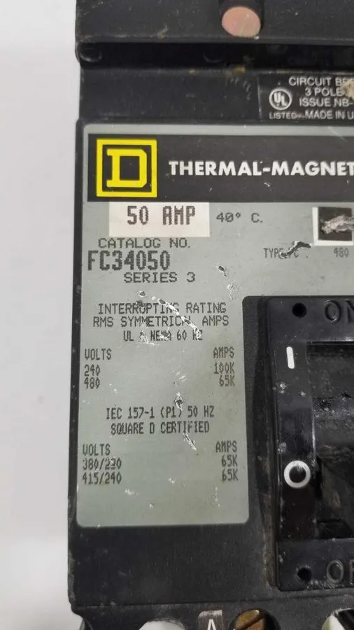 Автоматический выключатель Square D FC34050 50 Amp 3 Pole 480V I-Line Circuit Br