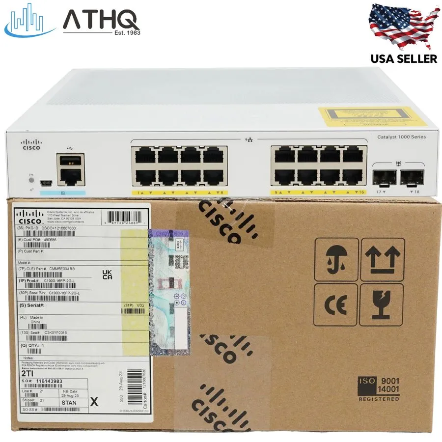 Коммутатор Cisco Catalyst C1000-16FP-2G-L 16-Port Gigabit PoE+ Switch 240W 2 SFP