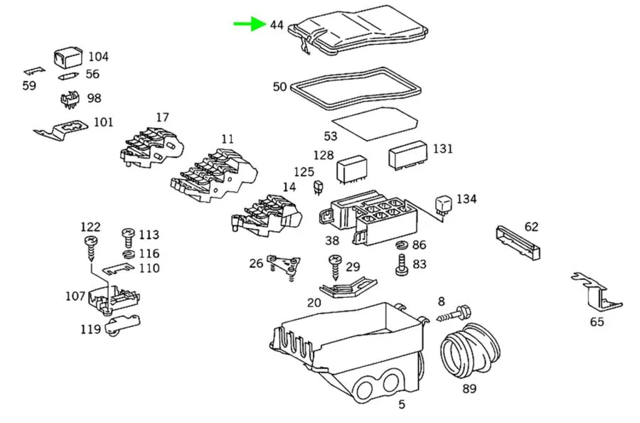 Реле Mercedes-Benz Fuse & Relay Box Cap- для 300SE, 420SEL & More 86-91