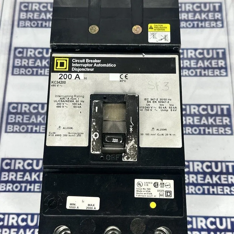 Автоматический выключатель Square D KC34200 200 Amp 480 VAC 3 Pole 65ka@480V I-L