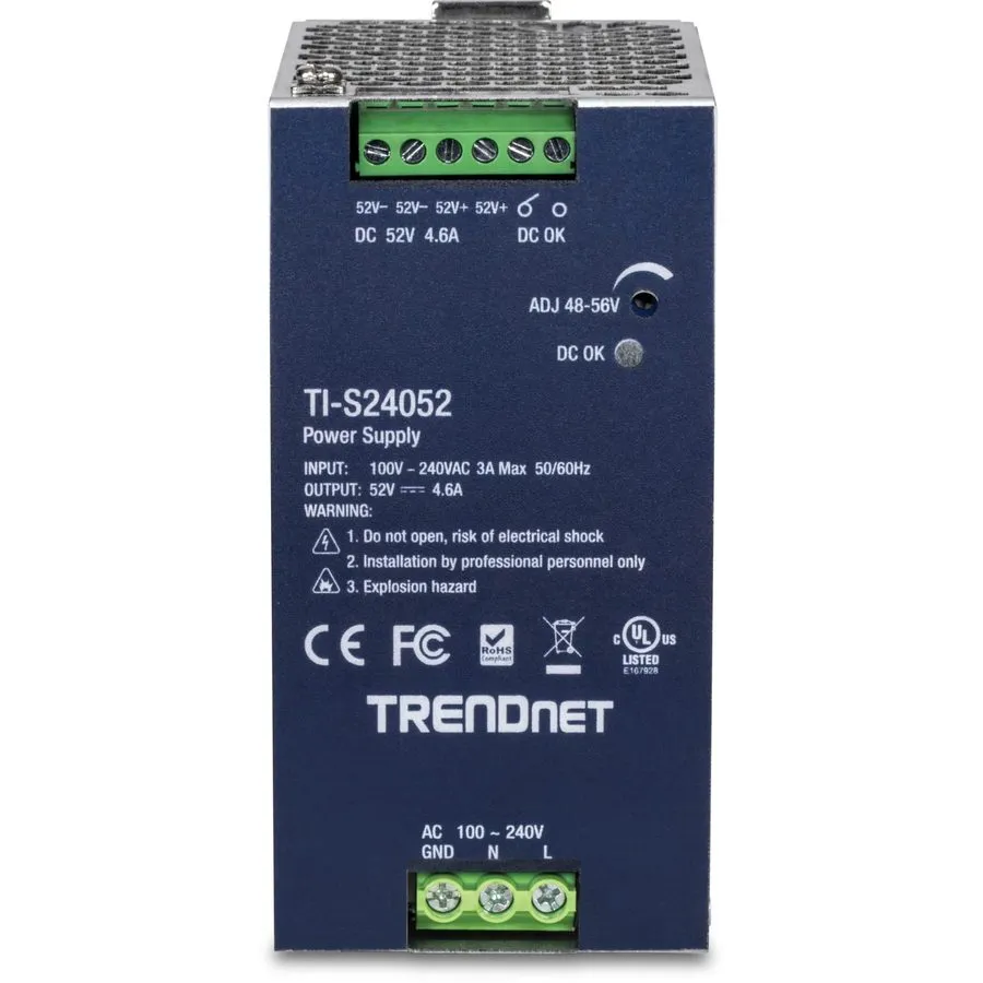 Блок питания TRENDnet TIS24052 240W 52V DC DIN Rail Power Supply Silver