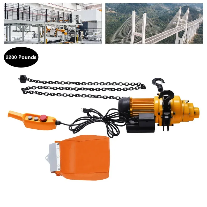 Таль 2200lbs/1Ton Electric Chain Hoist Single Phase Double Chain Crane Hoist 13' — фото лота 2