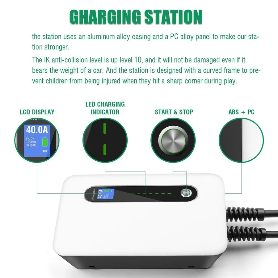 Аккумулятор 40A EV Charger Level 2 Station,9.6KW NEMA14-50 Wall Electric Vehicle — фото лота 2