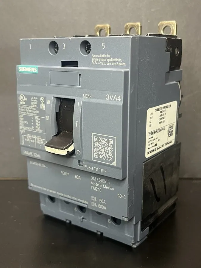 Автоматический выключатель SIEMENS CIRCUIT BREAKER 3VA4160-5ED34-0AA0 60A 600Y/3