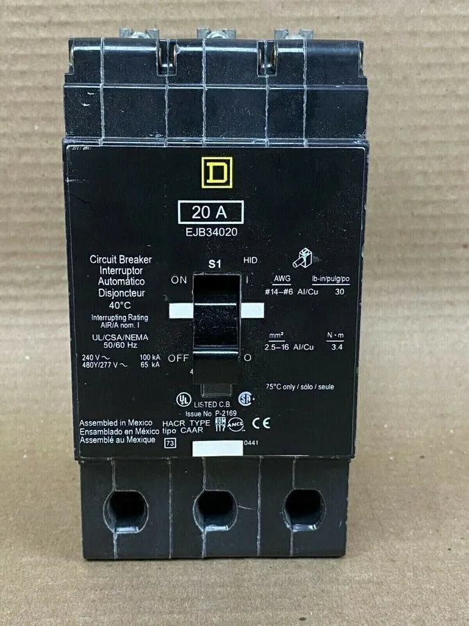 Автоматический выключатель Square D EJB34020 3pole 20amp 480v circuit breaker ty