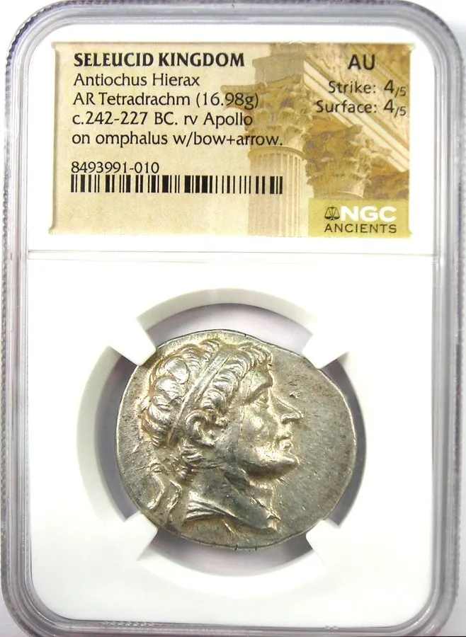 Лабораторный прибор Antiochus Hierax AR Silver Tetradrachm Seleucid 242-227 BC C — фото лота 1