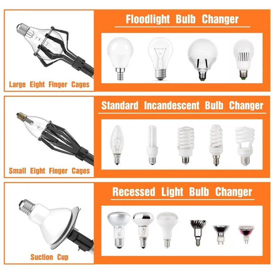 Вакуумная присоска Buyplus 26FT Light Bulb Changer 5-20FT Telescopic Pole Basket