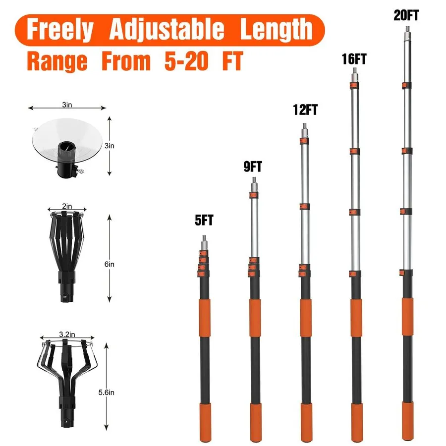 Вакуумная присоска Buyplus 26FT Light Bulb Changer 5-20FT Telescopic Pole Basket — фото лота 2