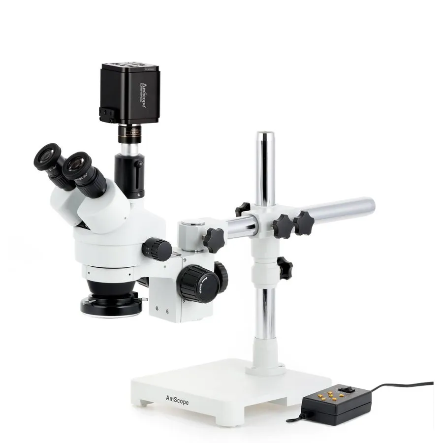 Микроскоп AmScope 7X-90X Trinocular Stereo Boom LED Microscope+8MP HDMI/WiFi/LAN