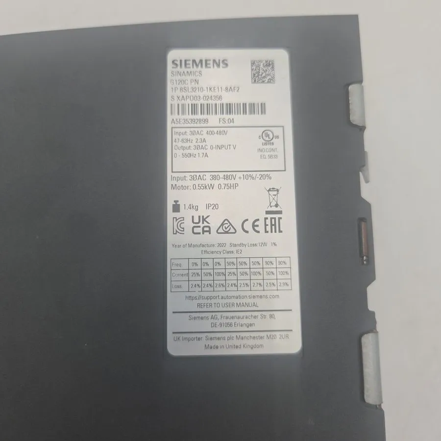 Привод Siemens 6SL3210-1KE11-8AF2 G120C 0.75HP Profinet Includes BOP-2