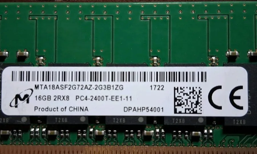Модуль памяти MICRON 16GB PC4-2400T Server Ram / ECC Memory MTA18ASF2G72AZ 2G3B1 — фото лота 1
