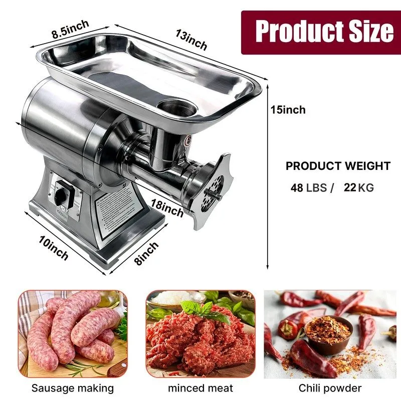 Оборудование для общепита Commercial Meat Grinder,550Lb/H 1100W Heavy Duty Stain