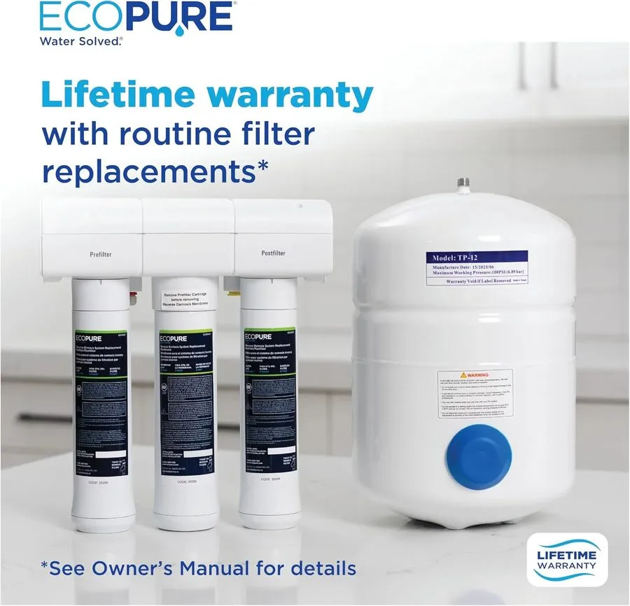 Насос Ecopure ECOP30 Premium Reverse Osmosis System under Sink Drinking Water Fi — фото лота 1