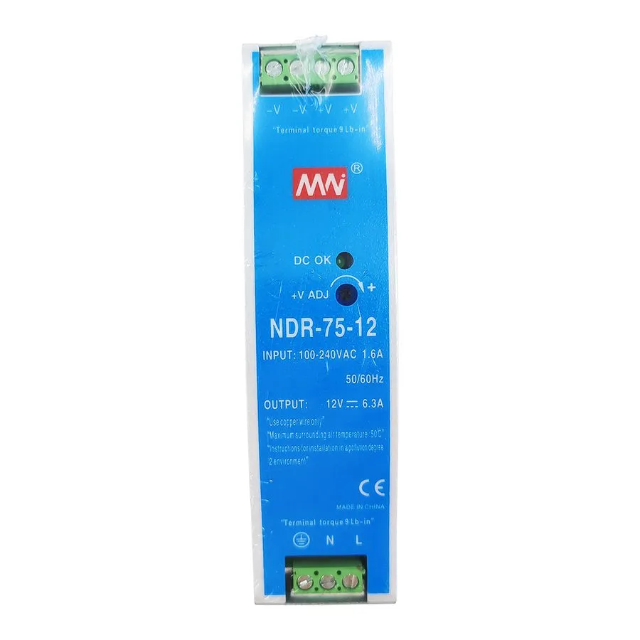 Блок питания 6.3Amp 75 Watt Industrial DIN Rail Power Supply ouput 12V NDR-75-12