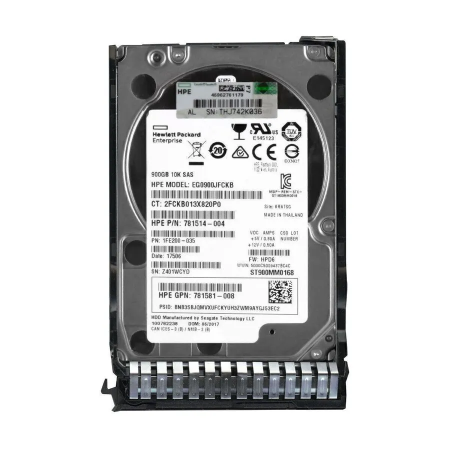 Жёсткий диск HPE 846269-B21 785411-001 900GB 781514-004 10K 2.5" 12G SAS DL380 G