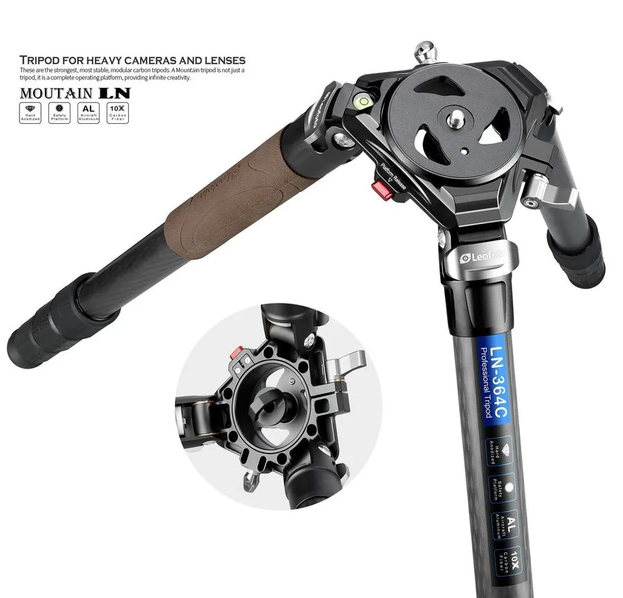 Оборудование видеонаблюдения Leofoto LN-364C Heavy Duty Tripod Carbon Fiber W/ba — фото лота 2