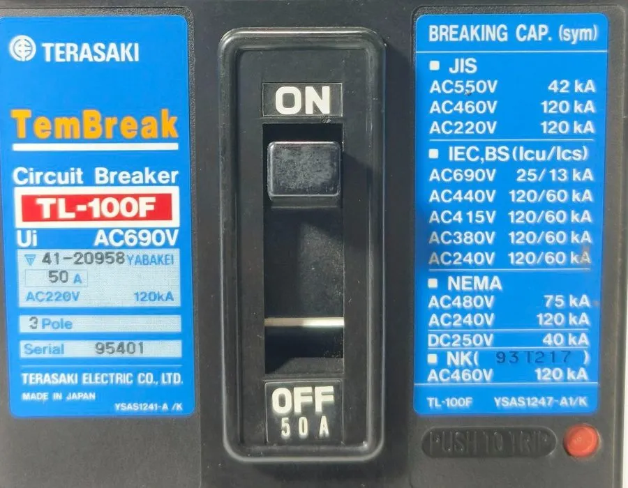 Автоматический выключатель TERASAKI TL-100F Tembreak Circuit Breaker 3 Pole AC69