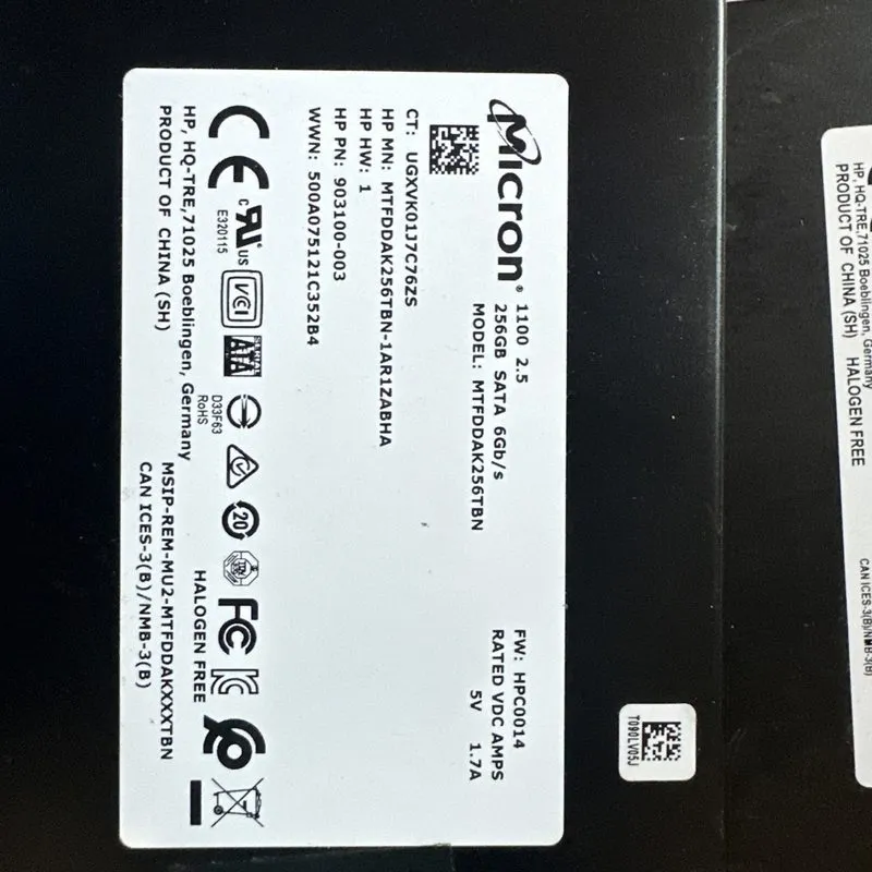 Жёсткий диск HP 795961-001 Micron MTFDDAK256TBN 1100 256GB SATA Disque Dur 2.5 i — фото лота 2