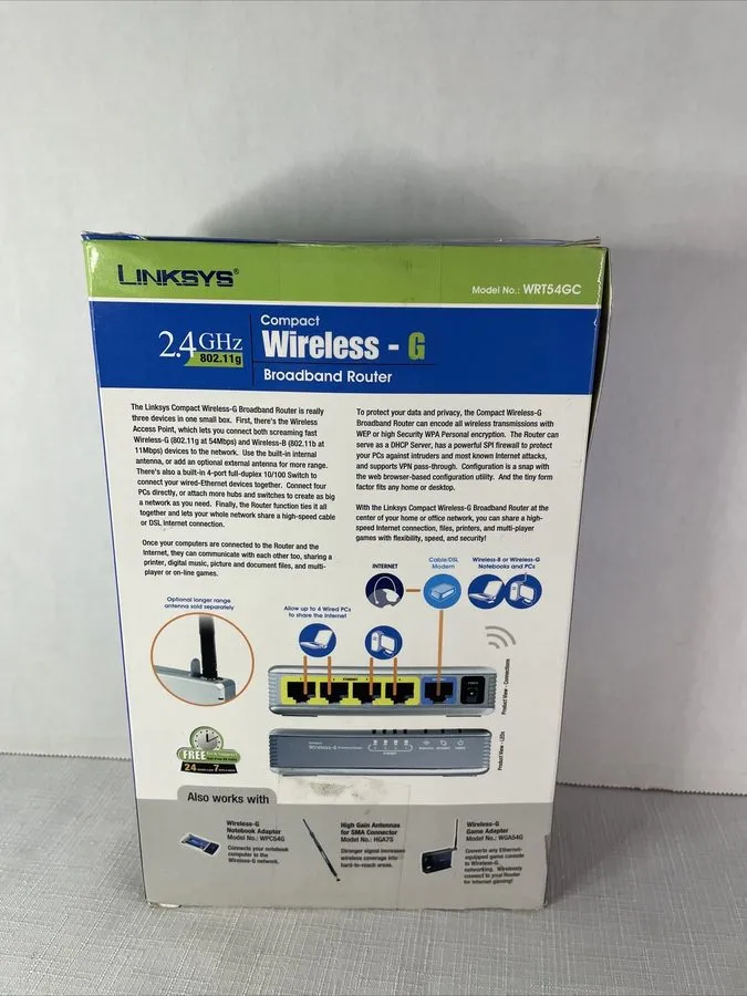 Маршрутизатор Linksys WRT54GC 54 Mbps 4-Port 10/100 Wireless G Router — фото лота 3