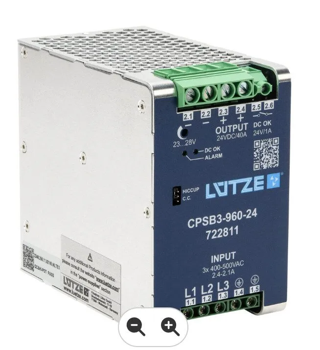 Блок питания LUTZE CPSB3-960-24 24VDC 40A 960W 3-Phase DIN Rail Power Supply