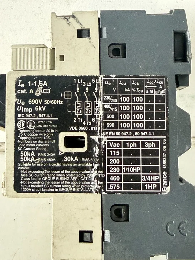 Автоматический выключатель Telemecanique Motor Circuit Breaker GV2-M06 1-1.6A GV — фото лота 2