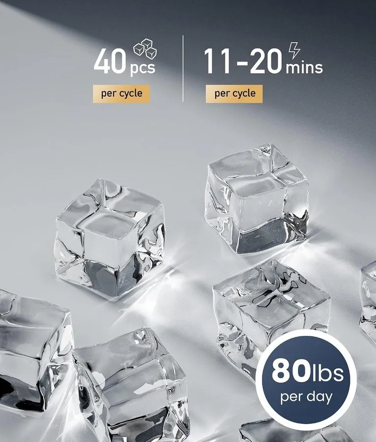 Льдогенератор ecozy Under Counter Ice Maker Machine 80Lbs/Day Ice Maker