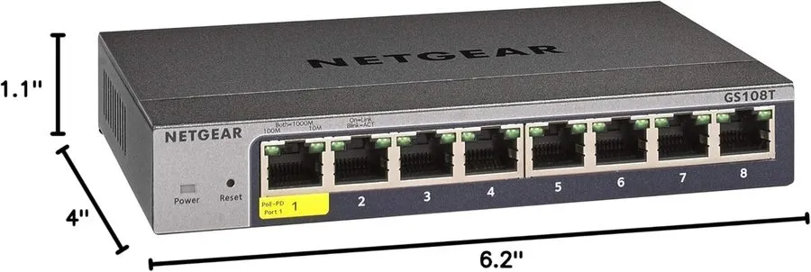 Коммутатор NETGEAR GS108TV2 8-Port Gigabit Ethernet Smart Switch with 1 PD Port 