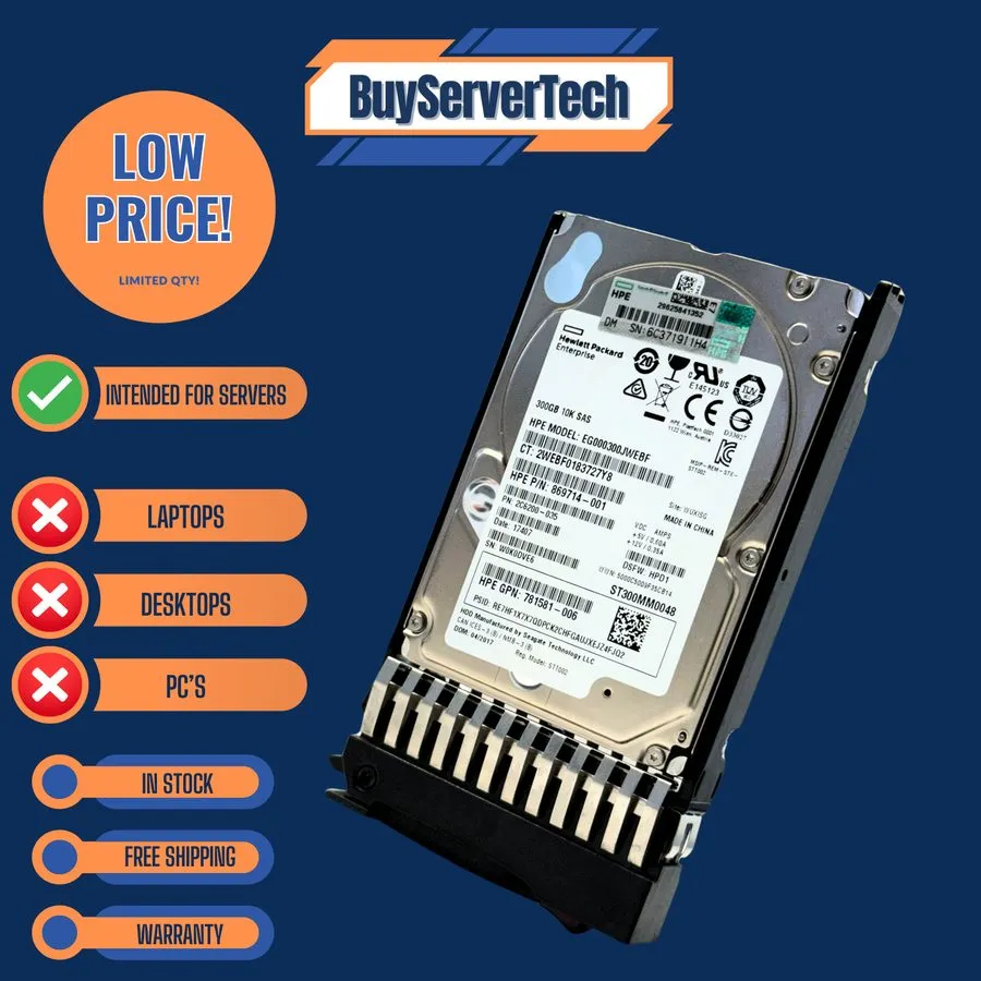 Сервер HPE 785412-001 300GB 785071-B21 10K RPM 12G SFF 2.5" SAS SERVER HDD HARD