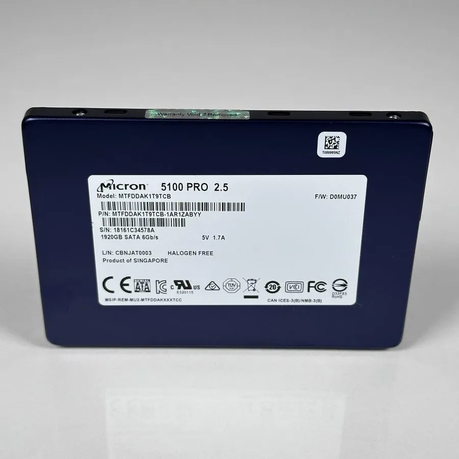 SSD-накопитель Dell R4V09 1.92TB 6G SATA 2.5 SSD Micron 5100 PRO MTFDDAK1T9TCB 1