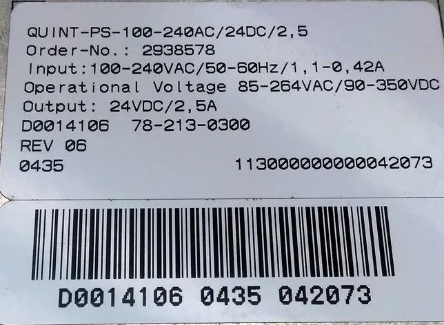 Блок питания PHOENIX CONTACT POWER SUPPLY QUINT-PS-100-240AC/24DC/2,5 / 2938578