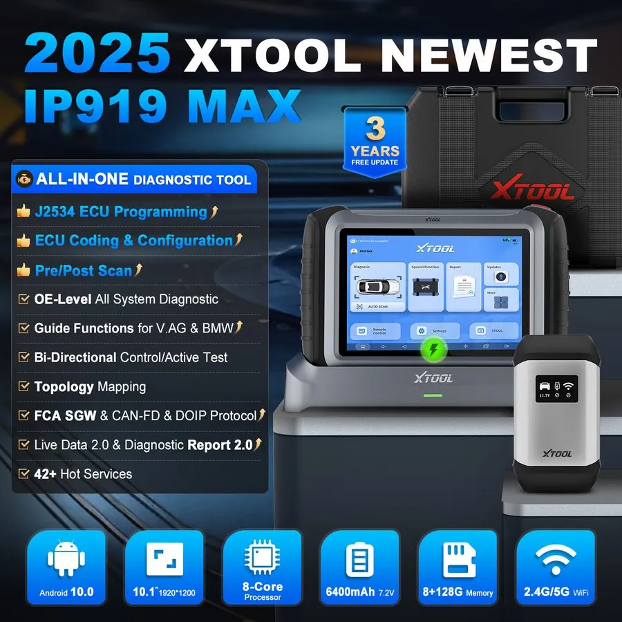 Диагностический сканер 2026 XTOOL IP919MAX Car Diagnostic Tool J2534 Programming