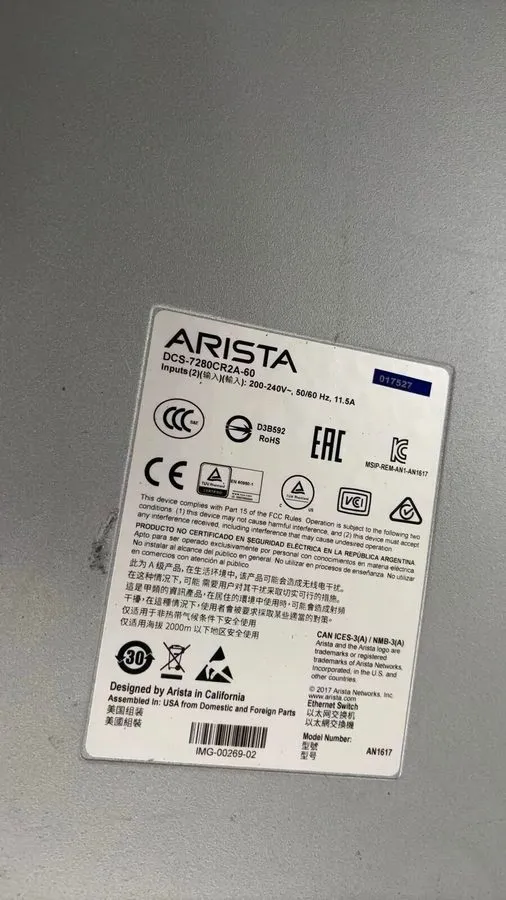 Коммутатор Arista DCS-7280CR2A-60-R 60 Port 60x100GbE QSFP100 Switch