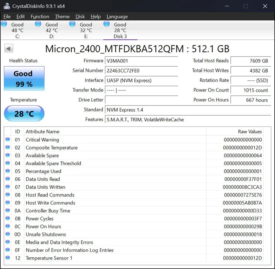 SSD-накопитель MTFDKBA512QFM Micron 2400 512GB PCI-E 4.0 x4 NVMe M.2 2280 Intern