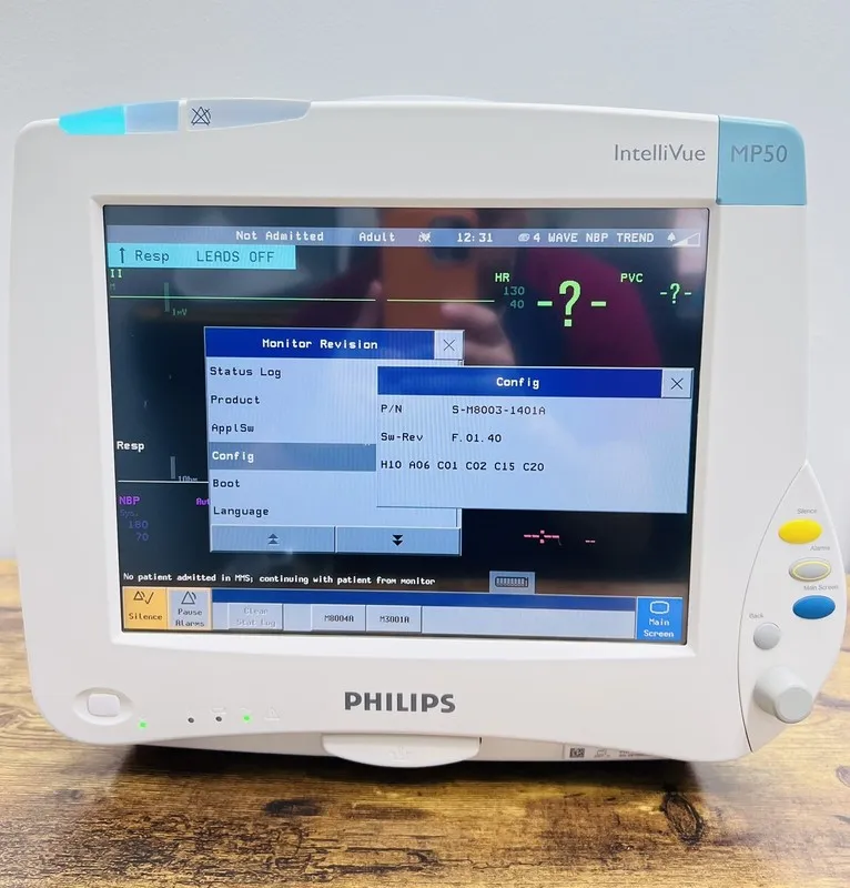Электрокардиограф Philips IntelliVue MP50 w/ M3015A & M3001A Co2, Spo2, ECG, NIB