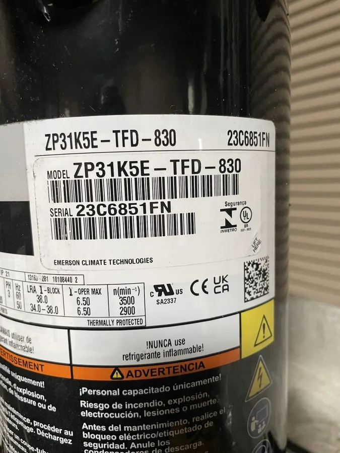 Компрессор COPELAND MODEL ZP31K5E-TFD-830 SCROLL COMPRESSOR — фото лота 1
