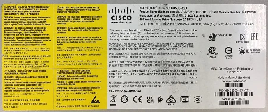Маршрутизатор Cisco C8500-12X Edge Platform Router 12x 1/10GE SFP+ ports 2x PWR- — фото лота 2