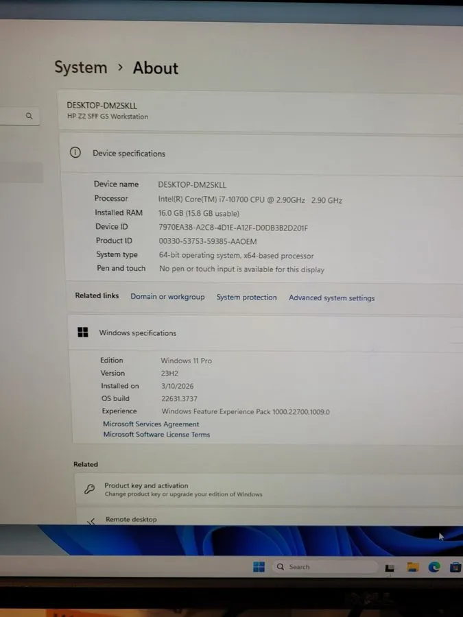 HP Z2 G5 SFF Workstation i7-10700 2.9GHz 16GB 512GB SSD Win 11