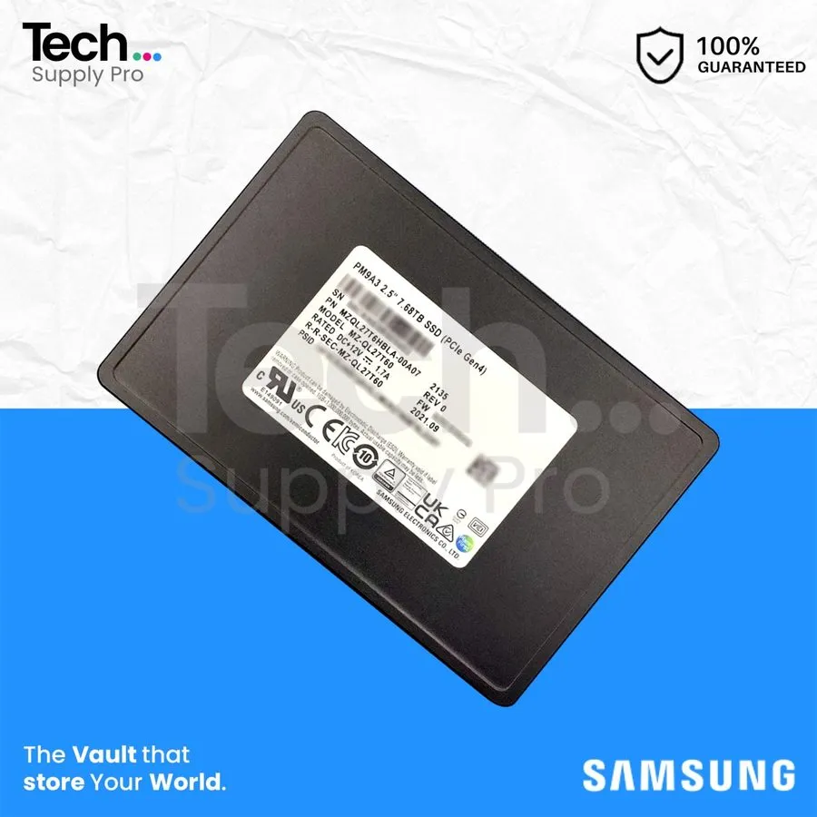 SSD-накопитель MZ-QL27T60 Samsung PM9A3 7.68TB PCIe Gen4 NVMe U.2 2.5'' SSD MZQL