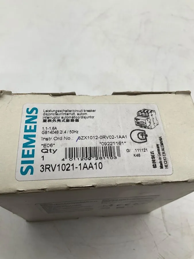 Автоматический выключатель SIEMENS 3RV1021-1AA10 Motor Protection Circuit Breake