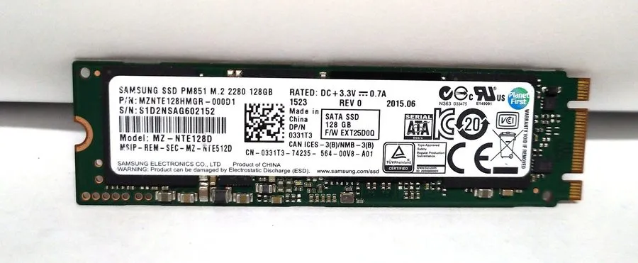 Samsung PM851 SSD Solid State Hard Drive 128 GB M.2 2280