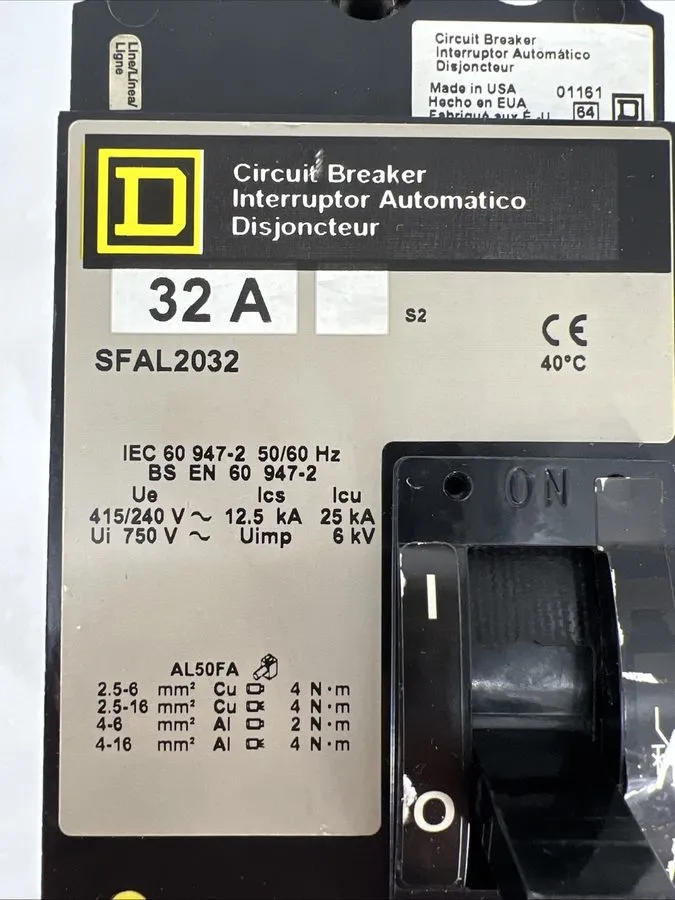Автоматический выключатель Square D SFAL2032 Molded Case Circuit Breaker, 32A, 2 — фото лота 2