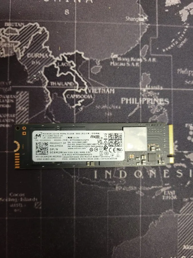 SSD-накопитель Micron 2210 512GB MTFDHBA512QFD NVMe M.2 SSD's (71%-75% Health)