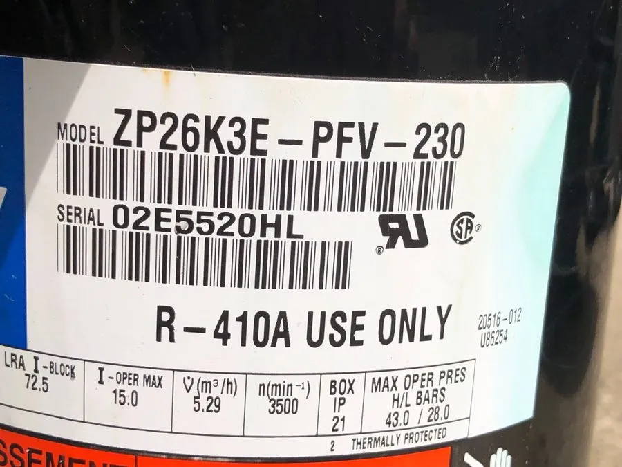 Компрессор Copeland 2 Ton Scroll A/C Compressor ZP26K3E-PFV-230 ZP26K3E-PFV-830 